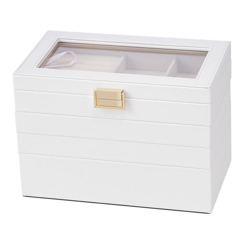 PU Leather Jewellery Box +, White