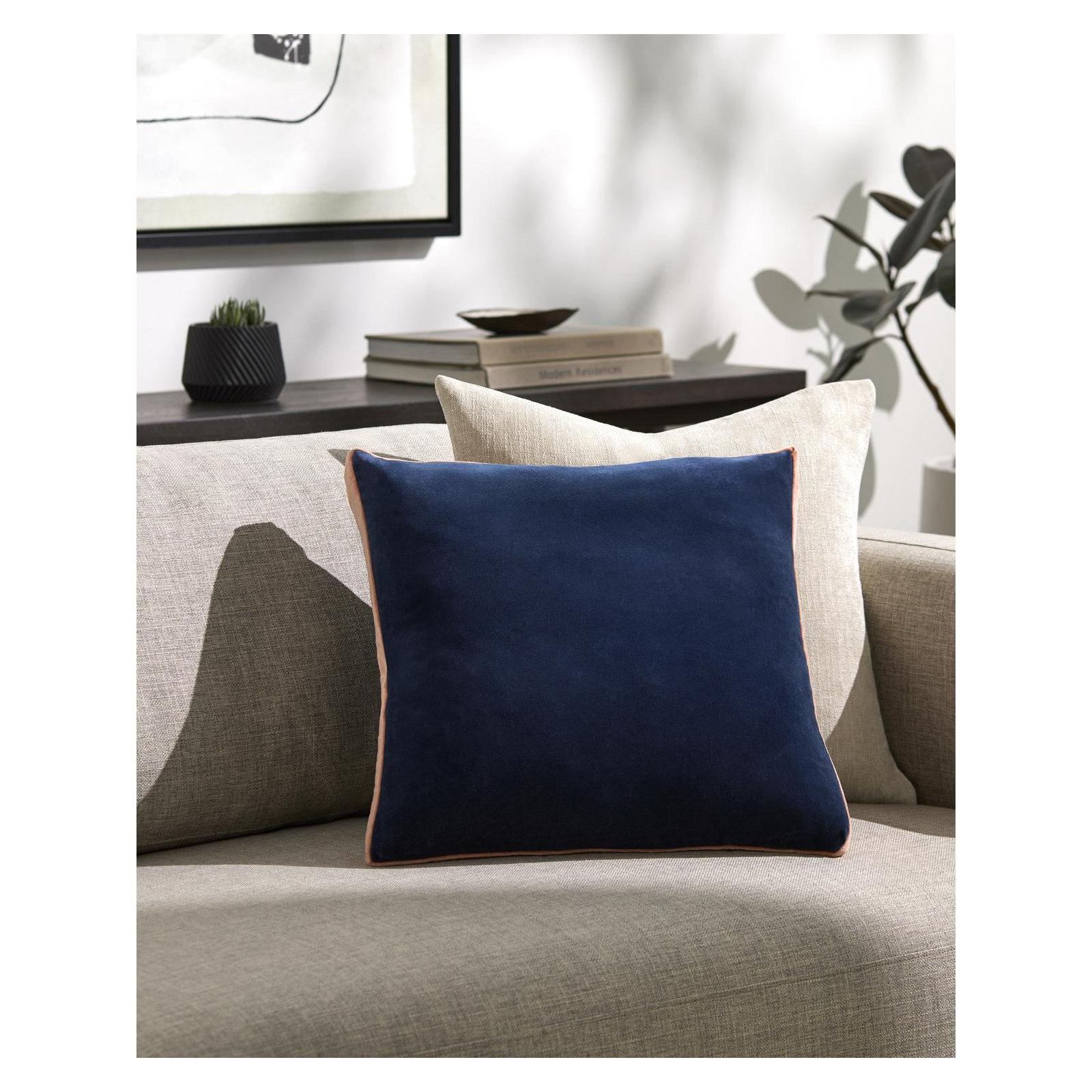 Pillow Cover Only - No Insert, 22" x 22", Navy/Pink