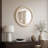 23.3" Round Wall Mirror with Travertine Finish