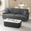 Coffee Table, Stone‑Effect Marble Top with Hidden Storage-1390333306