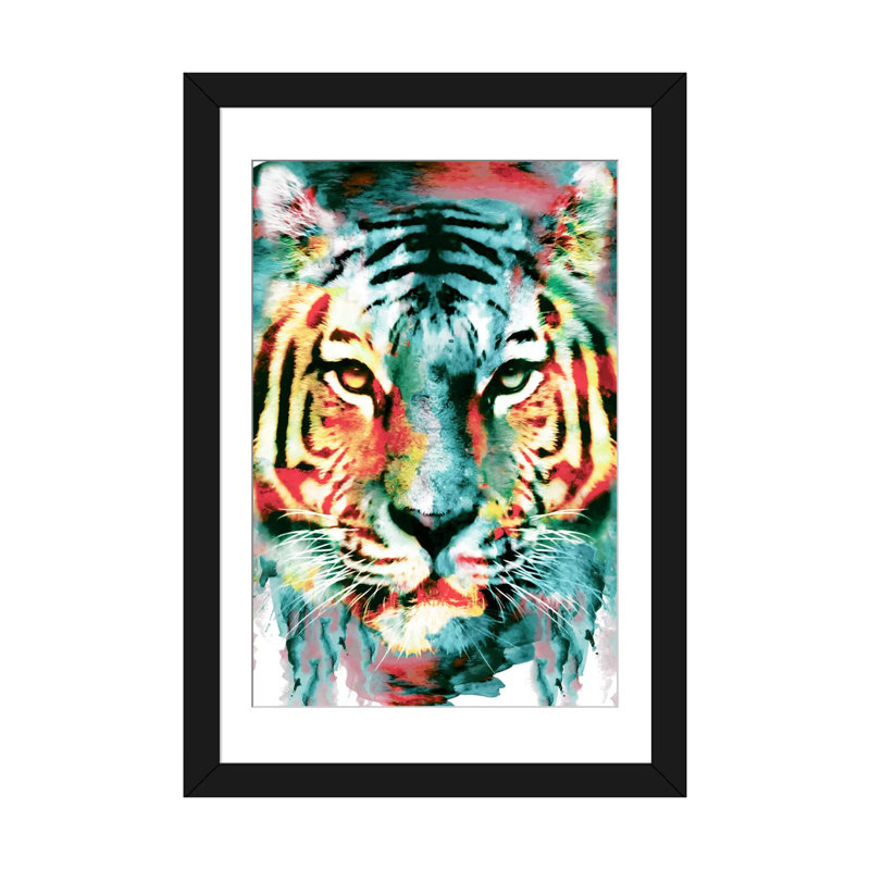 « tiger ii », impression sur toile, H 32 po x l 24 po x P 1 po, Papier avec cadre noir, Blanc