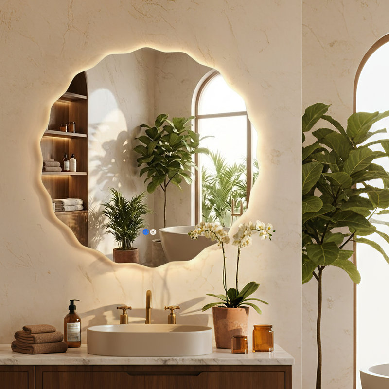 Round Frameless Led Lighted Bathroom Vanity Mirror With Anti-Fog, 3 Color Temperature & Dimmable Touch Control, 31.5" x 31.5"