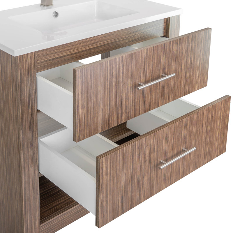 Ensemble de meuble-lavabo sur pied à simple cuve 36 "Jakobina, Noyer noir