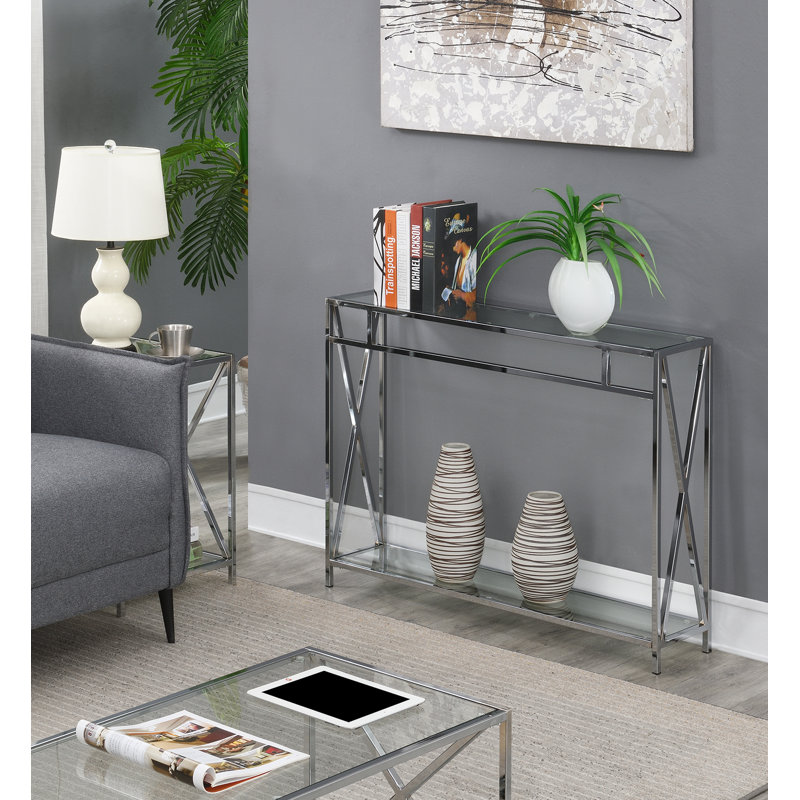 Darek 42'' Glass Top Console Table