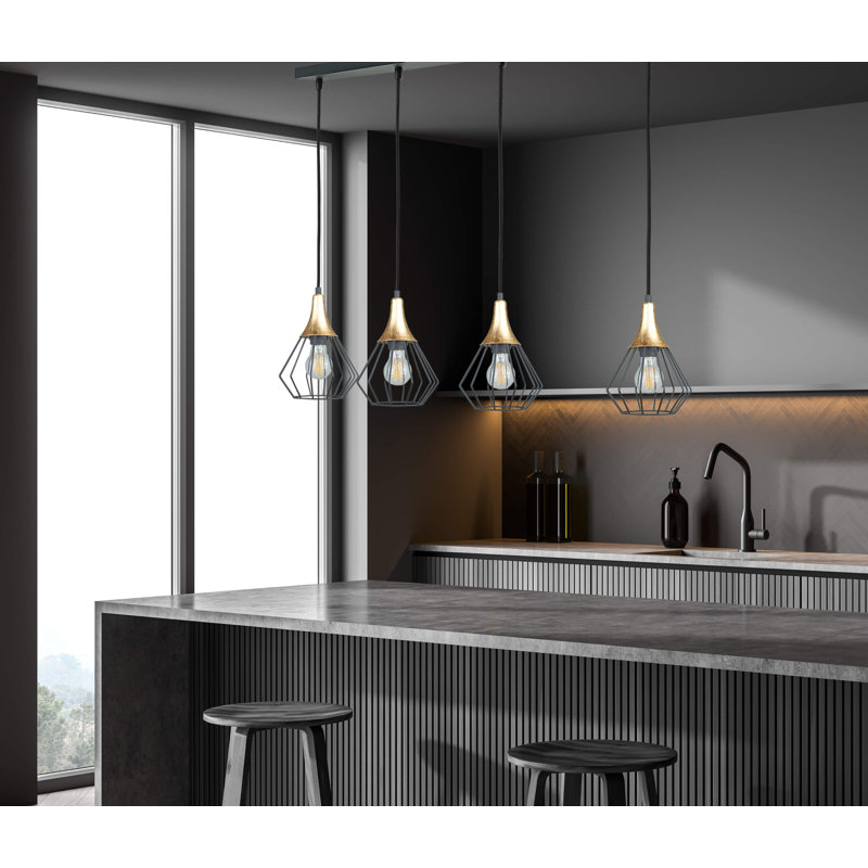 Yaelle 4 - Light Kitchen Island Pendant, Black/Gold
