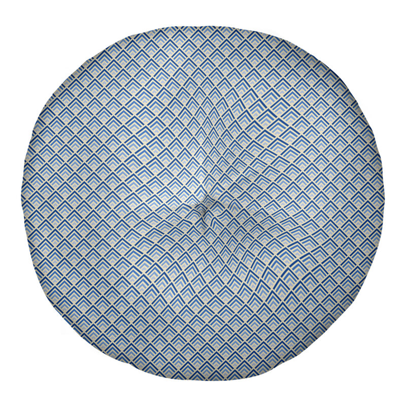 Coussin de sol géométrique Katelyn Elizabeth, 30 po x 30 po, Blanc / bleu