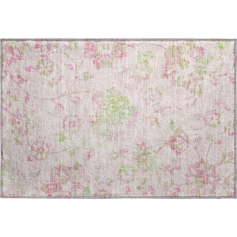 Premium Machine Washable Prisco Pink Rug, Rectangle 1'8" x 2'6"