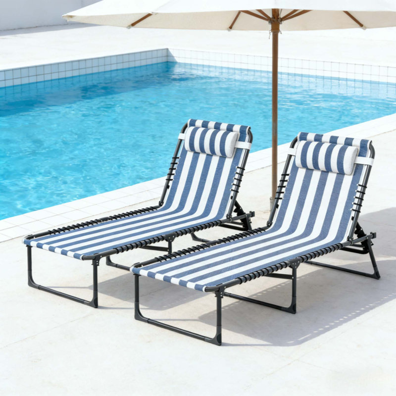 Outdoor Chairs,2 Folding Chaise Lounge, 2