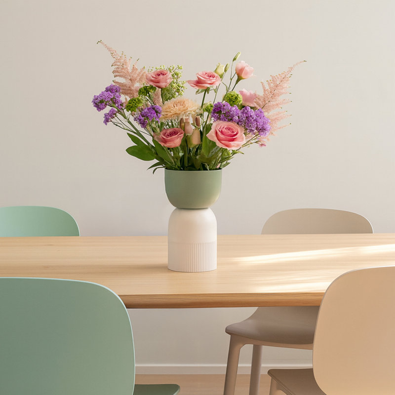 Vase réversible en céramique Flip, Blanc / Vert