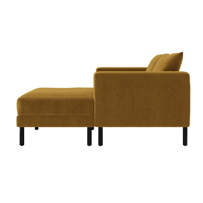 Essential Loveseat Sectional, Mustard Recycled Velvet, Metal