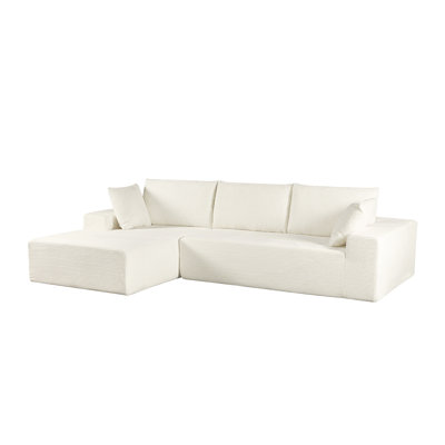 Modern Convertible Sectional In Corduroy, 4 - Seat With Full Foam Cushioning, No Assembly Required, Good For Relaxation Soft Corduroy Sleeper , , Foam, Ideal Flexible Living Areas