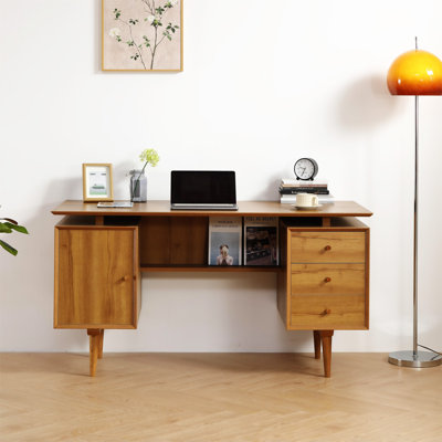 Grand bureau avec rangement, bureau d'écriture, bureau d'étude, bureau d'ordinateur avec armoire et 3 tiroirs