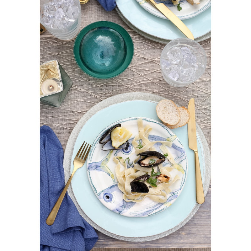 Lastra Handmade Italian Stoneware Dinner Plate, Aqua