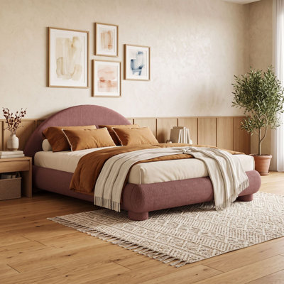 Upholstered Platform Bed with Wooden Slats
