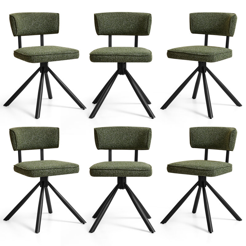 Modern Fabric Upholstered Solid Metal Dining Chairs, Green