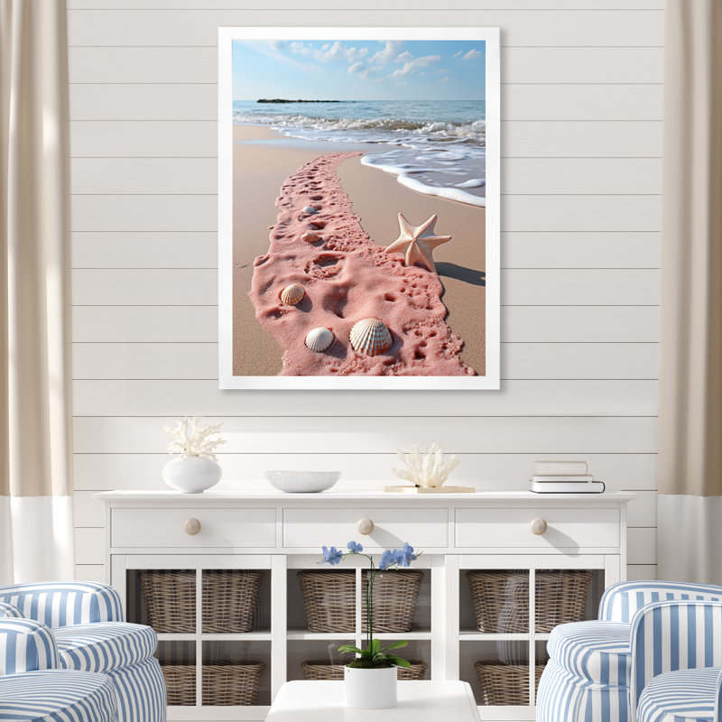 Saephan, plage de sable rose I, Cadre photo blanc, H 44 po x l 34 po x P 1,5 po