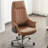 Light Brown + Dark Brown + Silver adjustable Microfiber Leather + Aluminium Alloy Office Chair