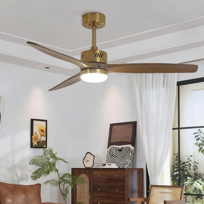 Glio 52 in. Gold Downrod Mount Standard Ceiling Fan with Integrated LED DC Motor