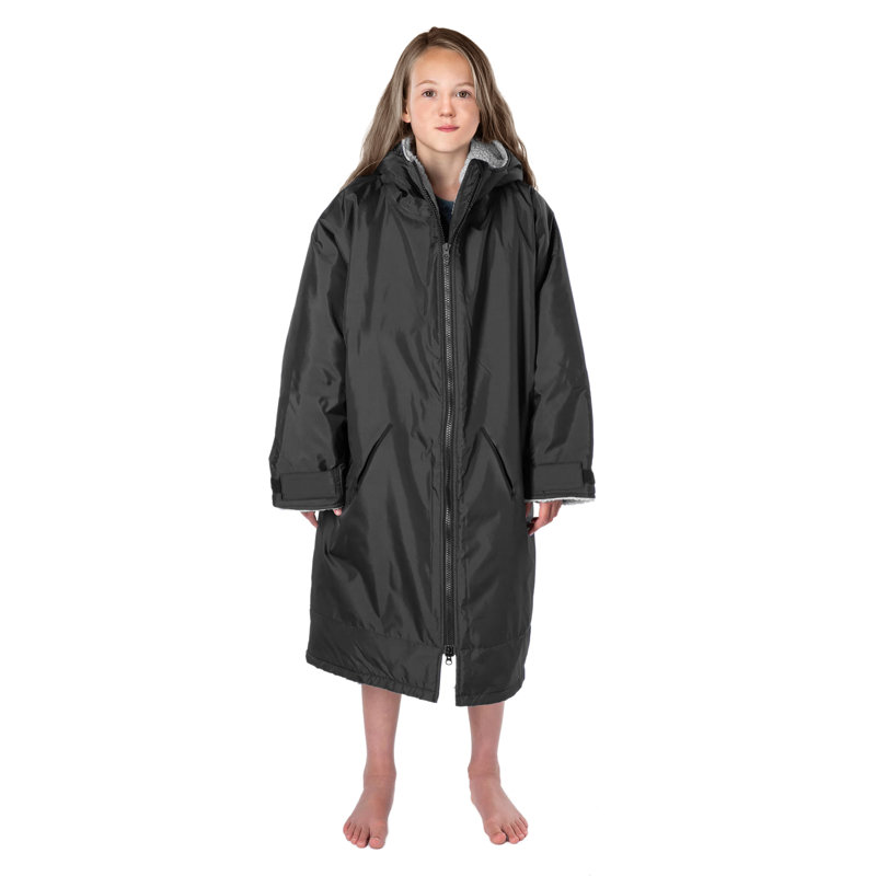 Nitin Fleece Bathrobe with Pockets and Hood, Charcoal