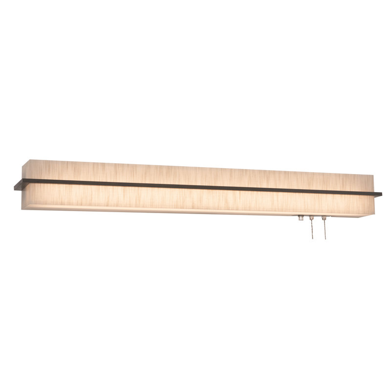 Leeroy Wood LED Flush Mounted Sconce, 4.38" H x 38" W x 4" D, Weathered Grey