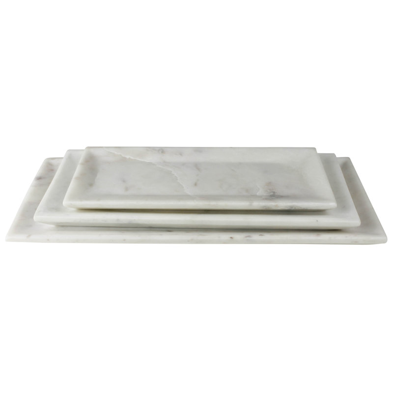 Medium White Marble Rectangle Appetizer Plate