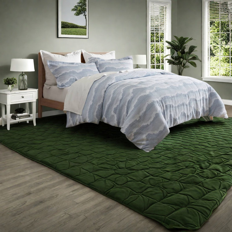 Premium 3-Piece King Cotton Jacquard Bedding Sets, Blue Modern Bedroom
