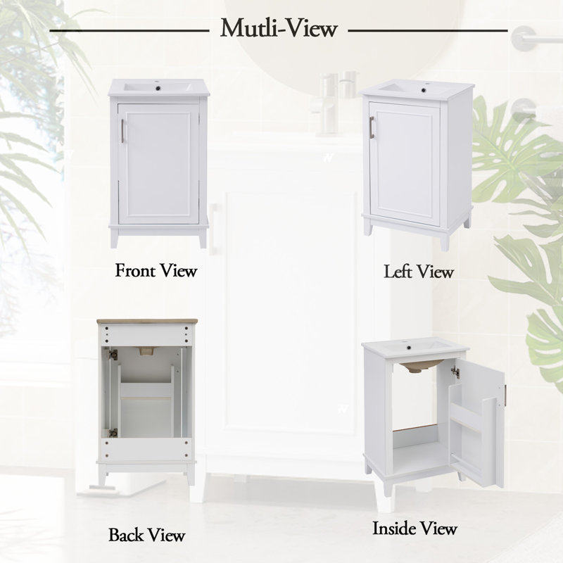 Meuble-lavabo simple 20 po avec plateau Makayla, Blanc