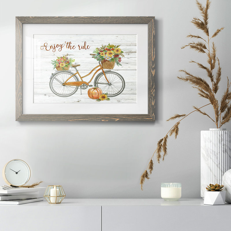 " Harvest Bike " Painting Print, 18" H x 26" W x 1.5" D, Grey
