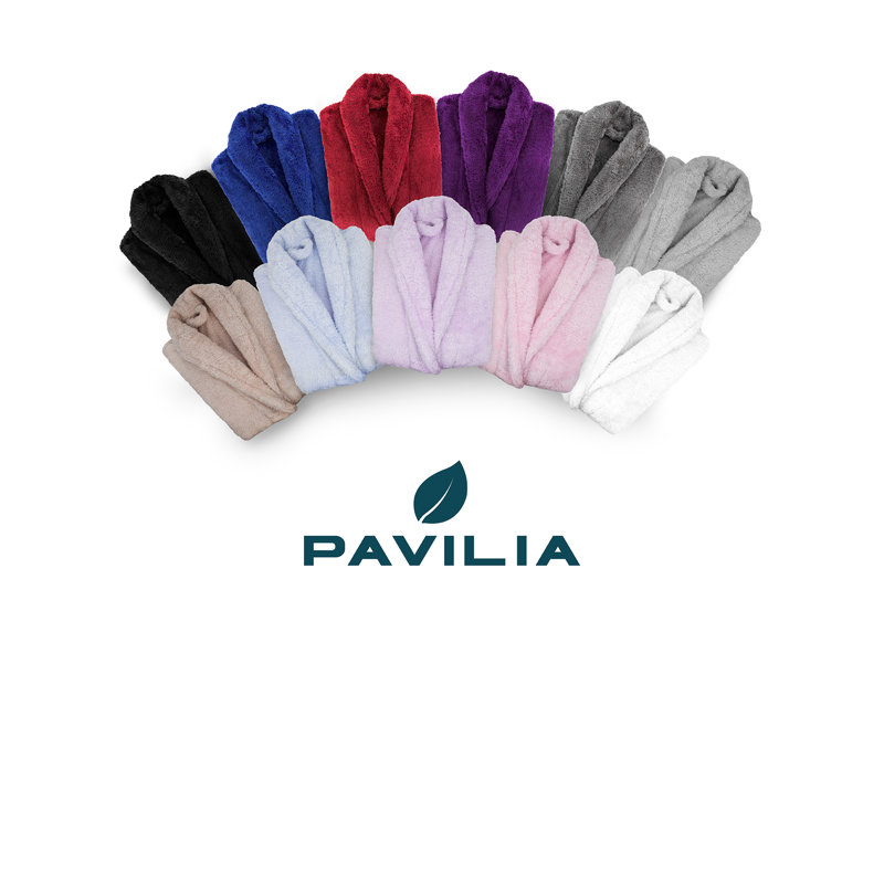Pavilia 100% Premium Microfiber Polyester Fleece Fleece Mid-Calf Bathrobe with Pockets and Hood