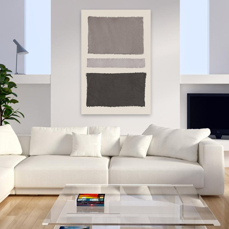 Mid-Century moderne et minimaliste peint tissage neutre, H 48 po x l 32 po