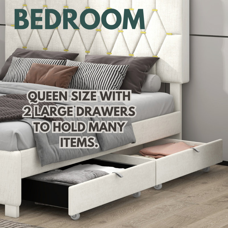 Lit gigogne pour lit Queen, Beige