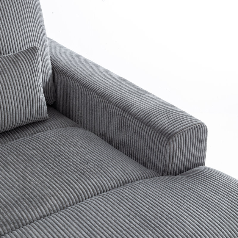 Canapé modulaire en velours côtelé 127,6 po, Gris
