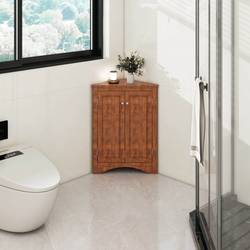 Armoire de rangement triangulaire pour salle de bain avec tablettes réglables