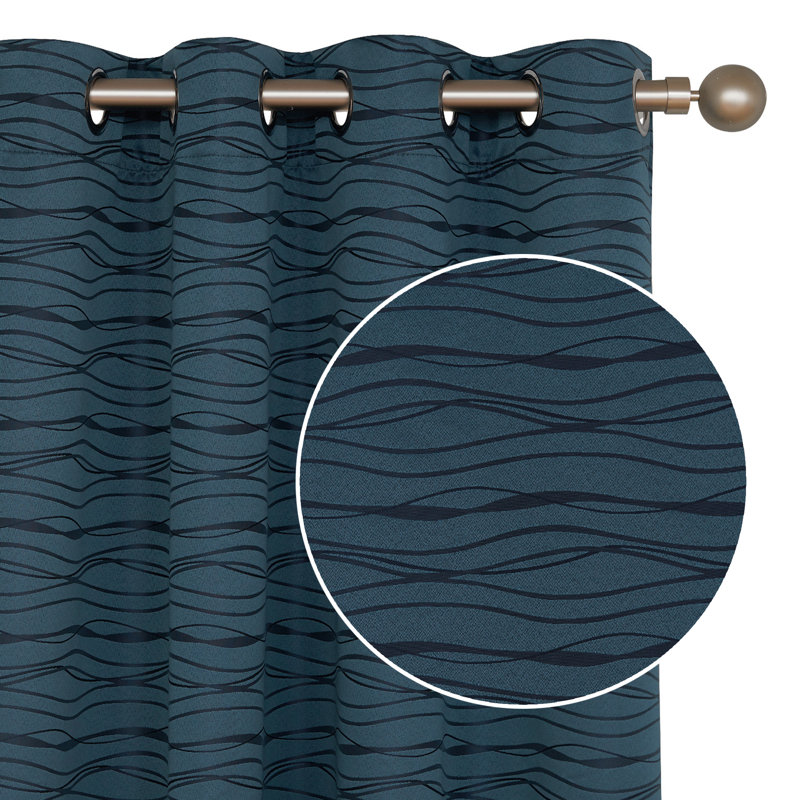 Bakstran Blackout Curtain Pair, Blue, 52" W x 72" L