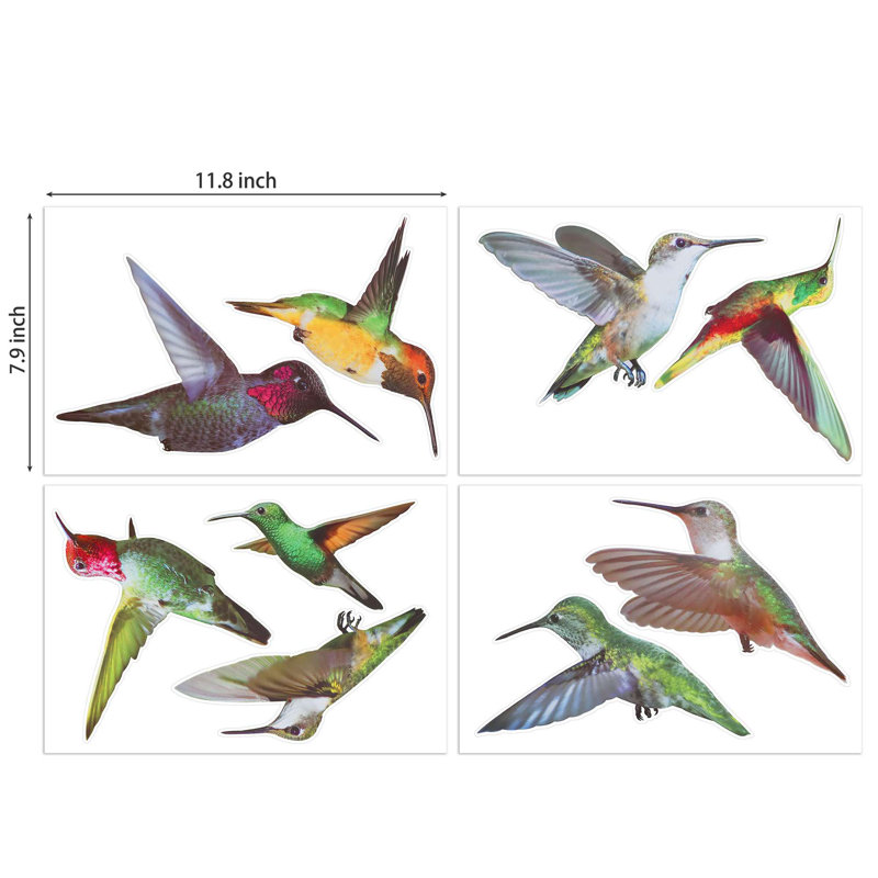 9 PCS Anti-Collision Window Clings Hummingbird Reminder Window Decals Non Adhesive for Bird Strikes