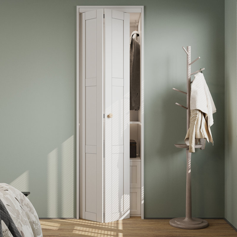 Panel Solid Wood Bi-Fold Door with Installation Hardware Kit, 24" x 80"
