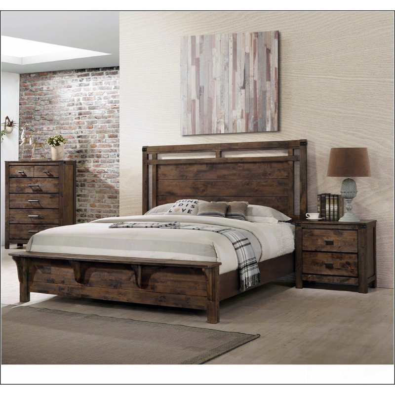 Lit plateforme en bois de style industriel rustique