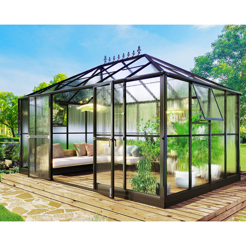 Serre en polycarbonate 14 po x 9,5 po x 9 pi Grower's Haven - Serre d'extérieur en aluminium avec raccords rapides