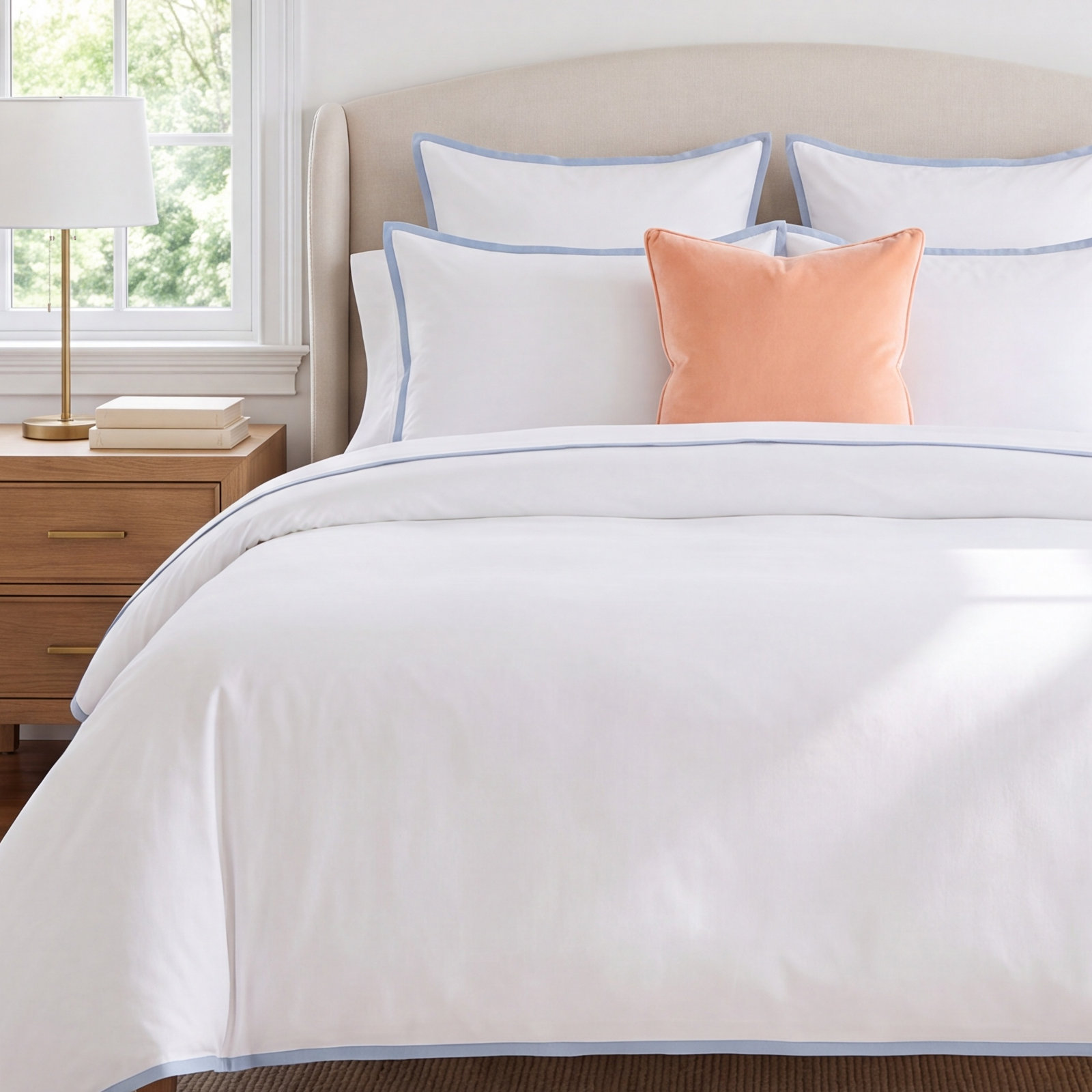 Langston Rayon Sateen Duvet Cover Set, French Blue, King Duvet Cover + 2 King Shams