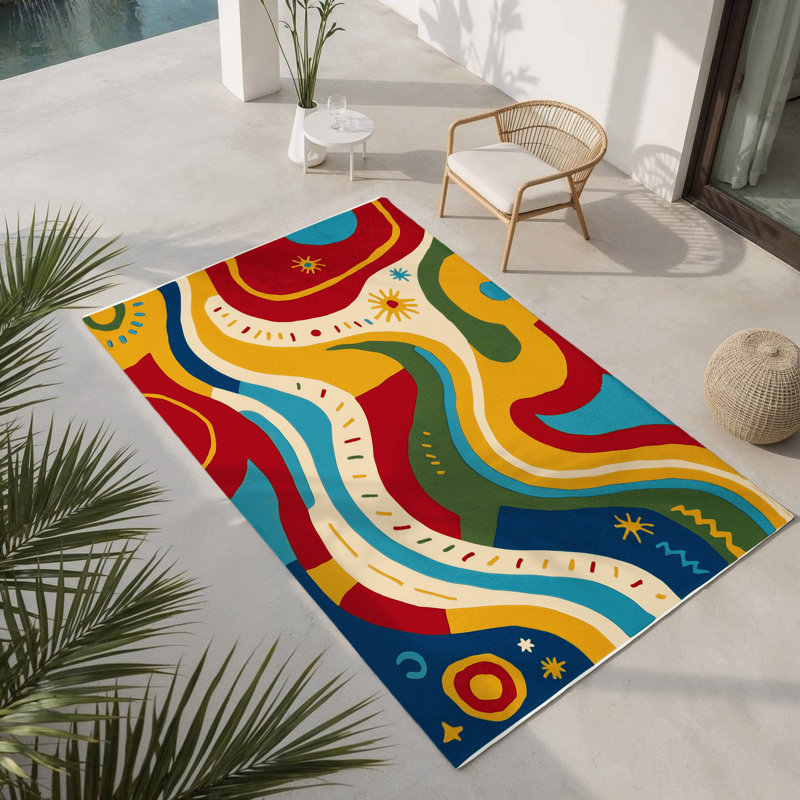 Tapis intérieur et extérieur Feisty Glow, Rectangle 1 pi 6 po x 2 pi 6 po
