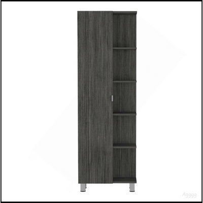 Armoire à linge miroir Urano, quatre tablettes intérieures, cinq tablettes extérieures