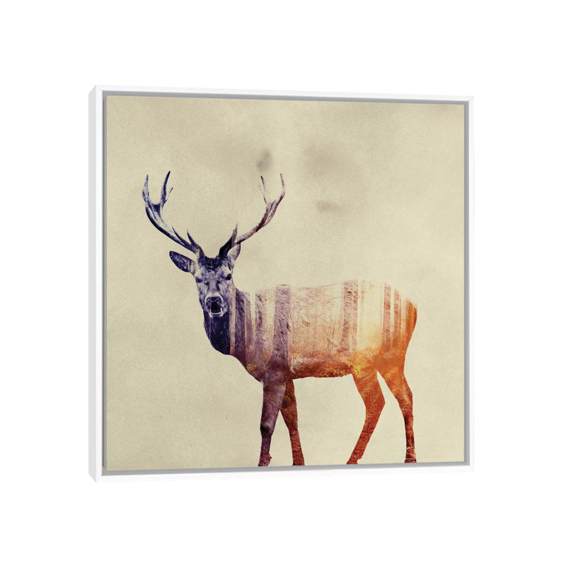 «Deer I», impression, H 37 po x l 37 po x P 1,5 po, Toile blanche encadrée