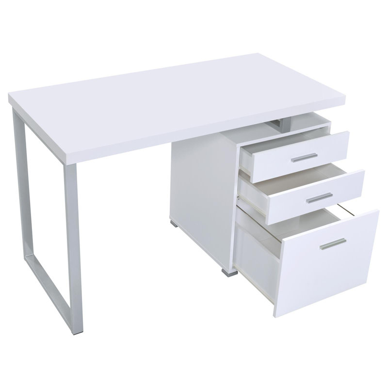 Bureau réversible blanc à 3 tiroirs