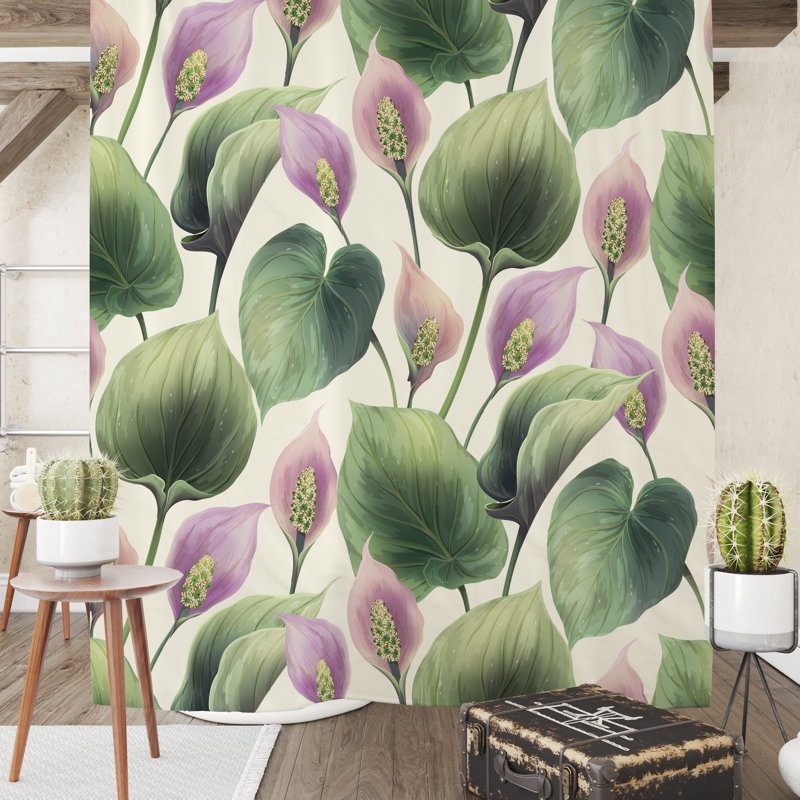 Rideau de douche simple à motif floral, H 93 po x l 70 po