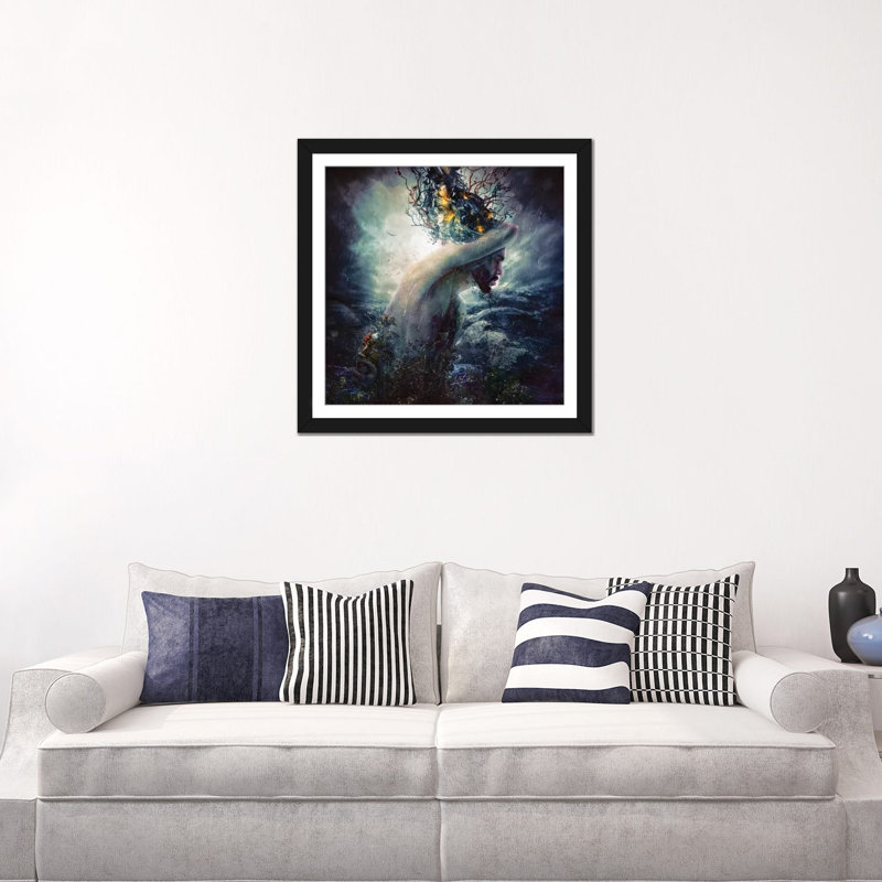 «Charade», impression sur toile, Papier d'art encadré noir, Blanc, H 16 po x l 16 po x P 1 po