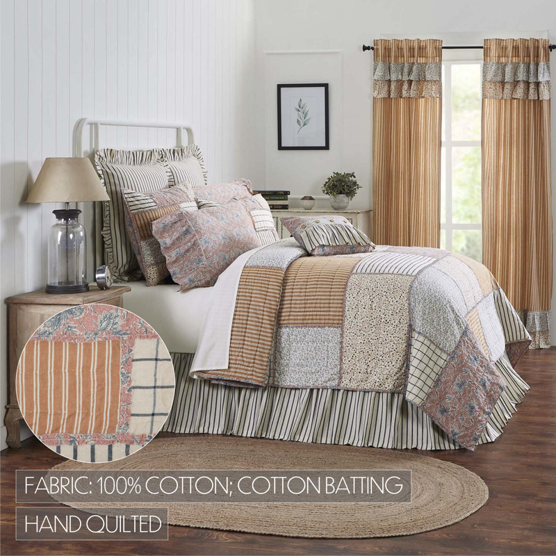 Kaila King Size Patchwork Cotton Linen Quilt in Multicolor