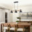 33" Farmhouse Kitchen Island Lighting, 3-Light Industrial Linear Chandelier with Adjustable Metal Dome Shades and Natural Wood Beam, Black Pendant Light for Dining Room