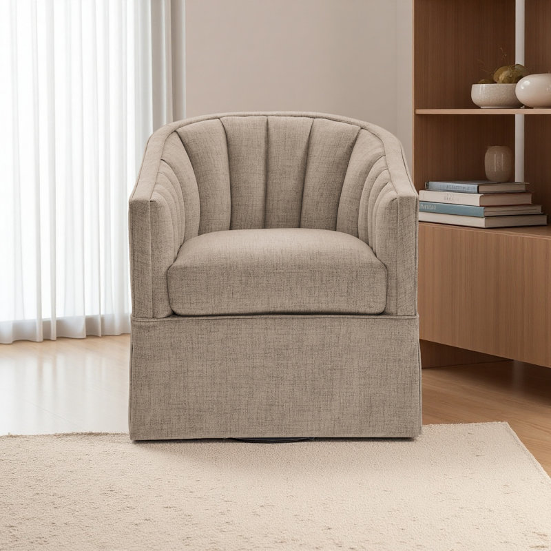 Fauteuil d'appoint pivotant avec jupe Solitude, Gris Pierre
