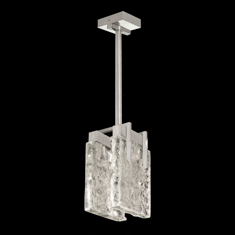 Luminaire suspendu rectangulaire 7,75 po Terra, Argent, Transparent, H 16 po x l 7,75 po x P 7 po