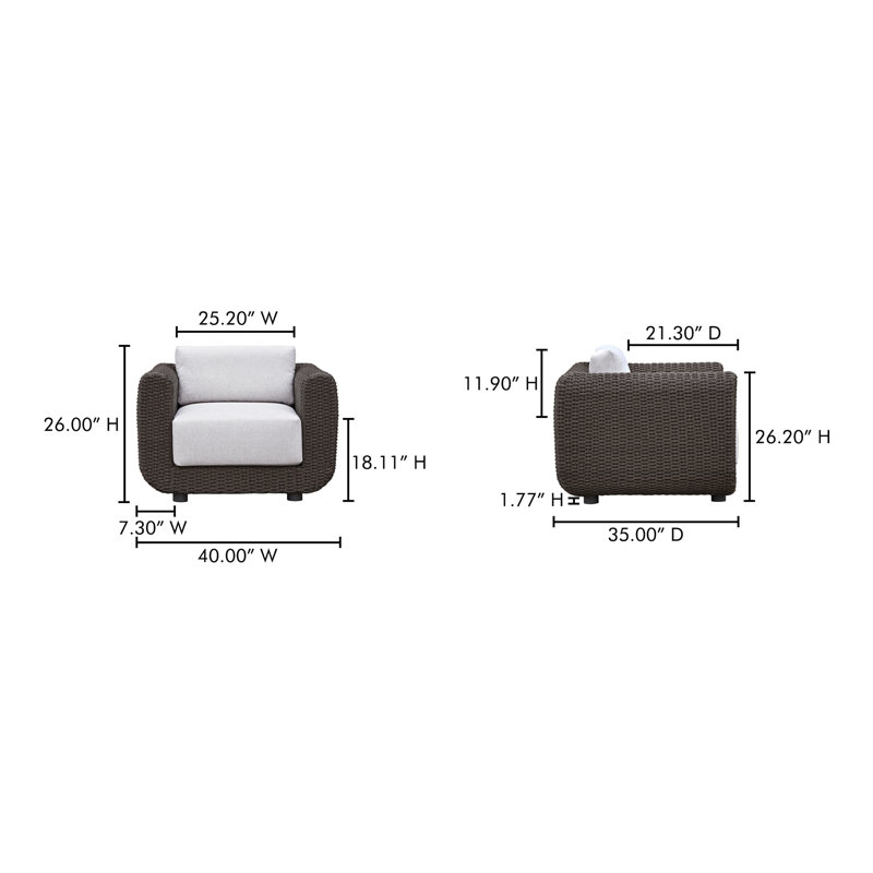 Soma Outdoor Lounge Chair, Dark Brown